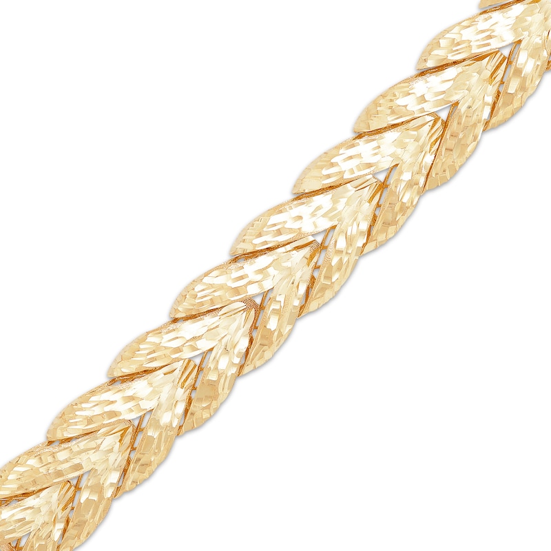 Diamond-Cut Solid Wheat Chain Bracelet Yellow Gold Plated 7.5
