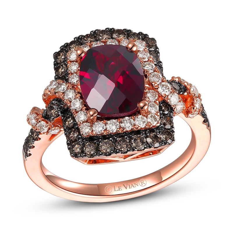 Le Vian Rhodolite Ring 1 ct tw Diamonds Strawberry Gold Plated