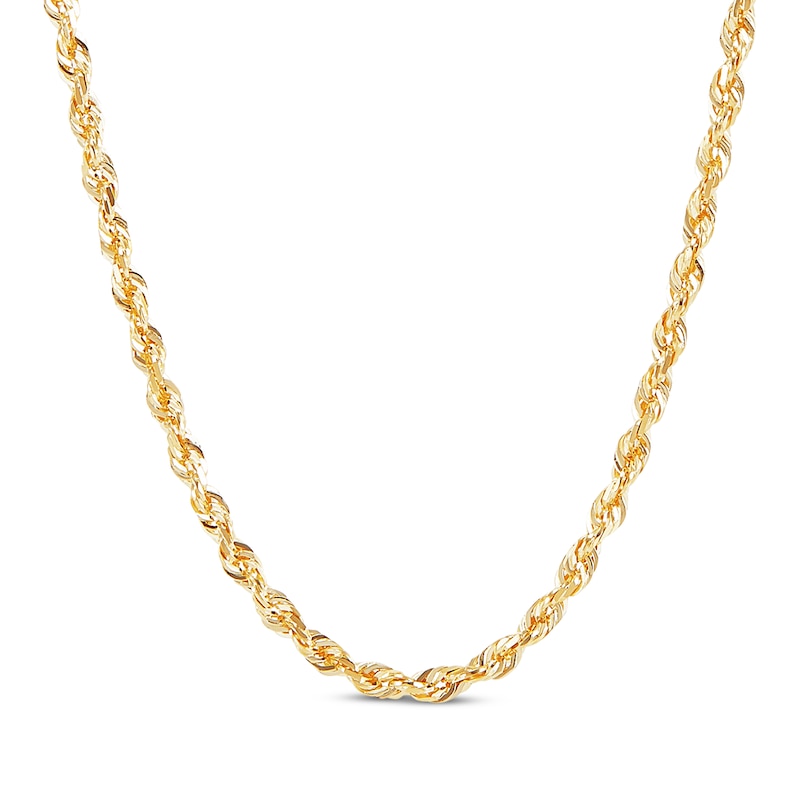 Solid Glitter Rope Chain Necklace 1.6mm Yellow Gold Plated 20