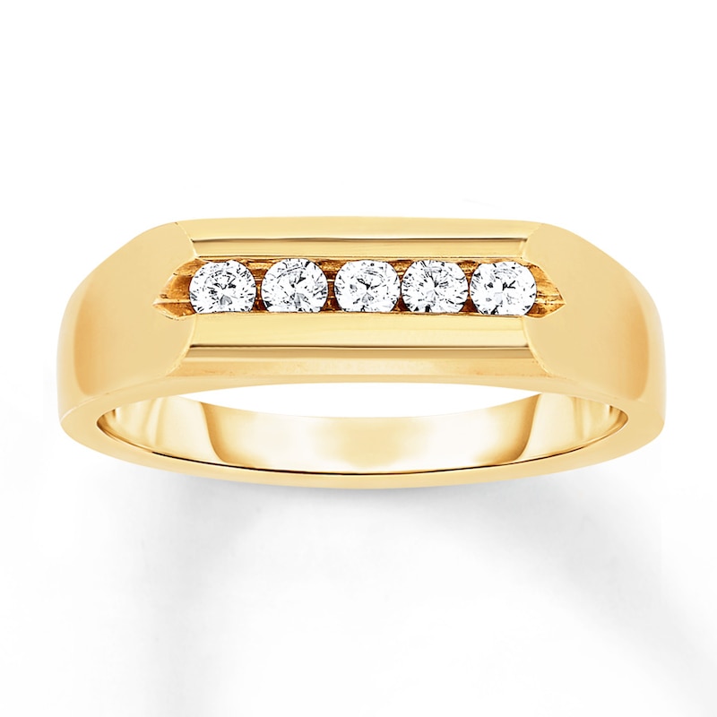 Men's 6.25mm Wedding Ring 1/4 ct tw Diamonds Yellow Gold Plated
