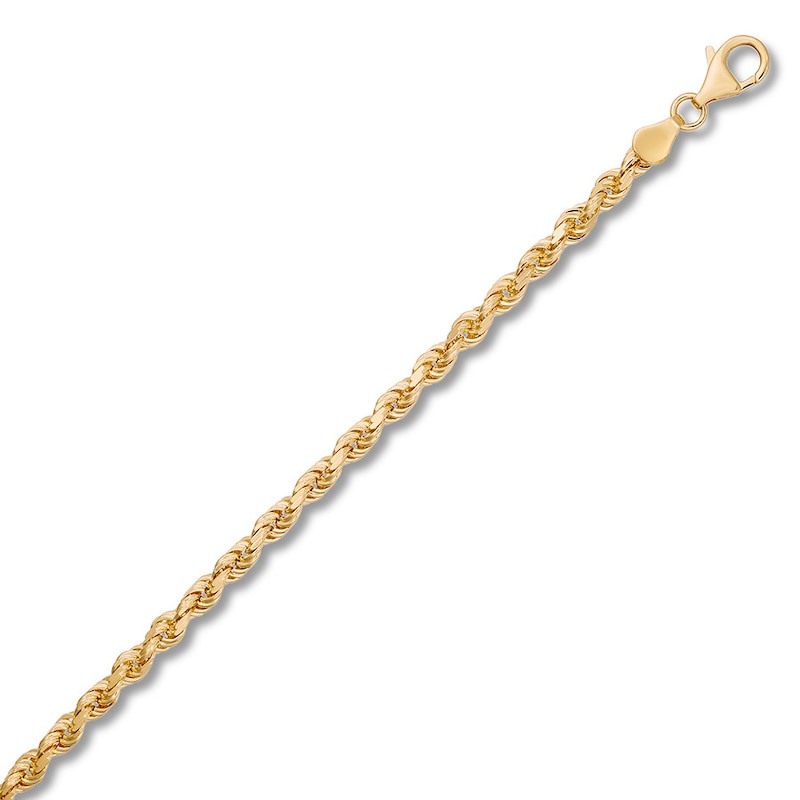 Textured Solid Rope Chain Bracelet Yellow Gold Plated 8.5