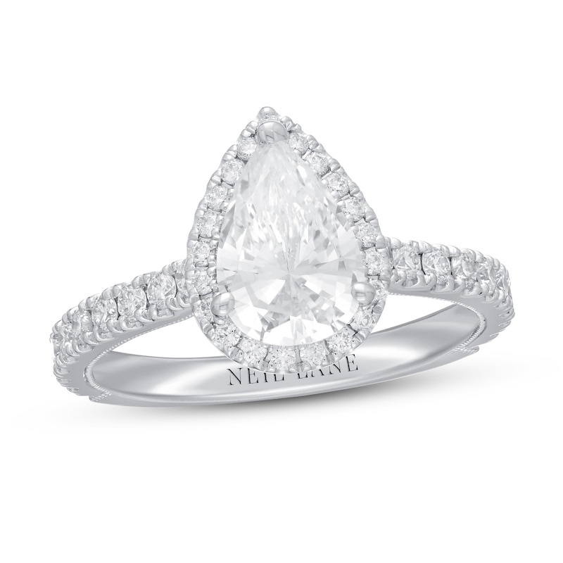 Neil Lane Premiere Pear-Shaped Diamond Engagement Ring 2 cts tw White Gold Plated