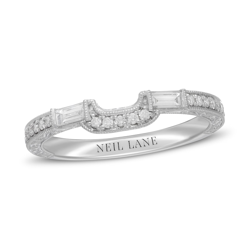 Neil Lane Diamond Wedding Band 1/3 ct tw Round & Baguette White Gold Plated