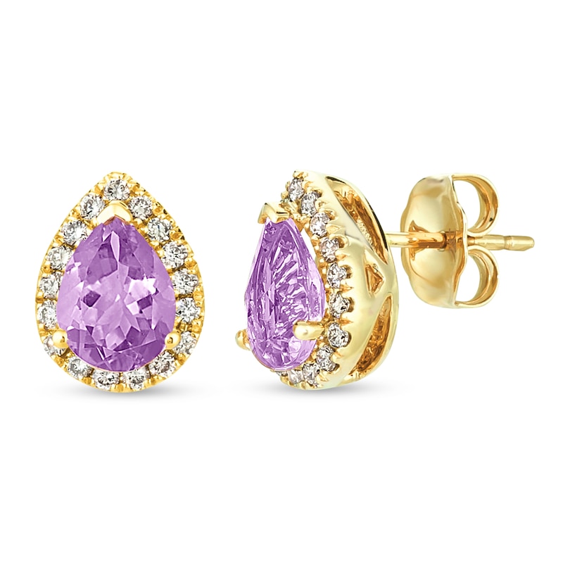Le Vian Amethyst & Diamond Earrings 1/4 ct tw Honey Gold Plated
