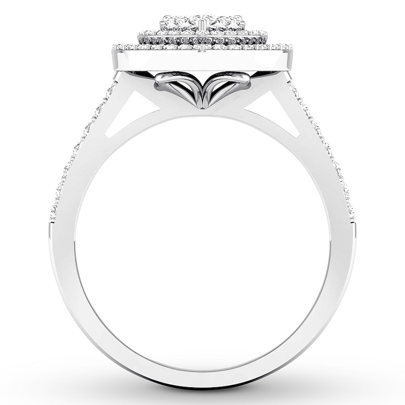 Diamond Heart Engagement Ring 1/2 ct tw Round White Gold Plated