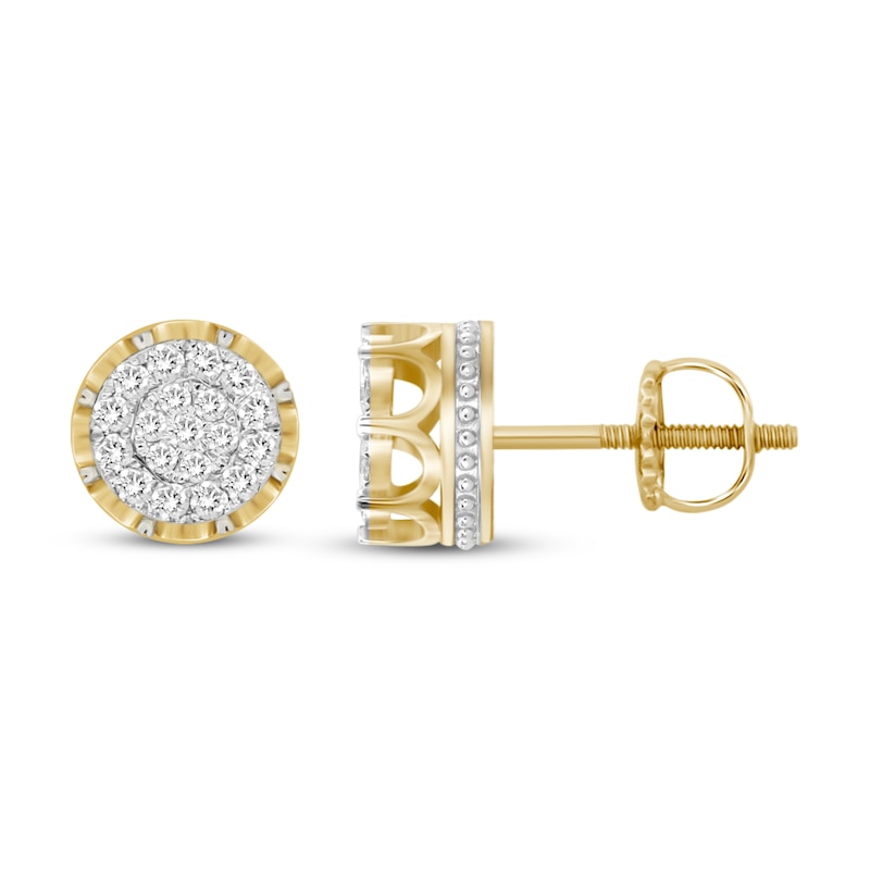 Men's Diamond Earrings 1/2 ct tw Yellow Gold Plated