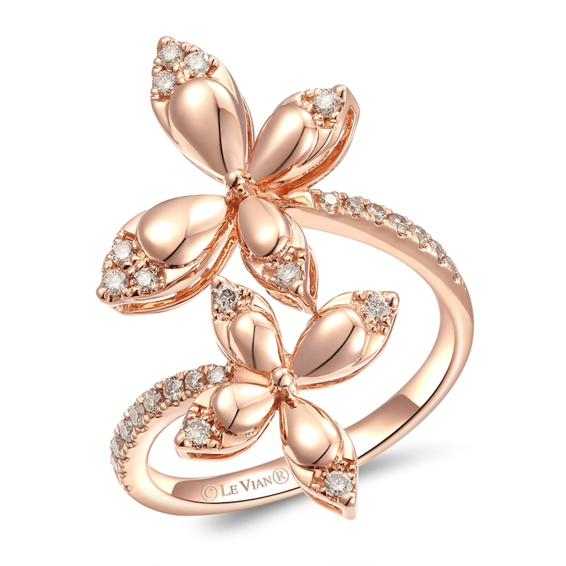 Le Vian Creme Brulee Diamond Ring 1/3 ct tw Strawberry Gold Plated - Size 7