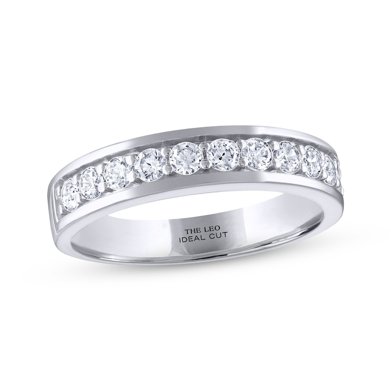 Men's THE LEO Ideal Cut Diamond Wedding Band 3/4 ct tw White Gold Plated