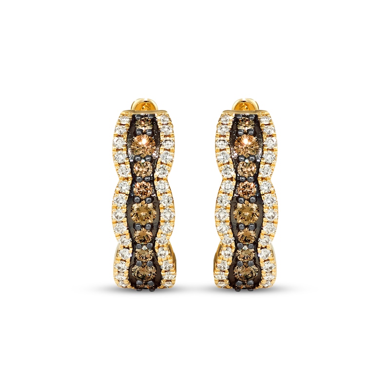 Le Vian Chocolate Waterfall Diamond Hoop Earrings 1 ct tw Honey Gold Plated
