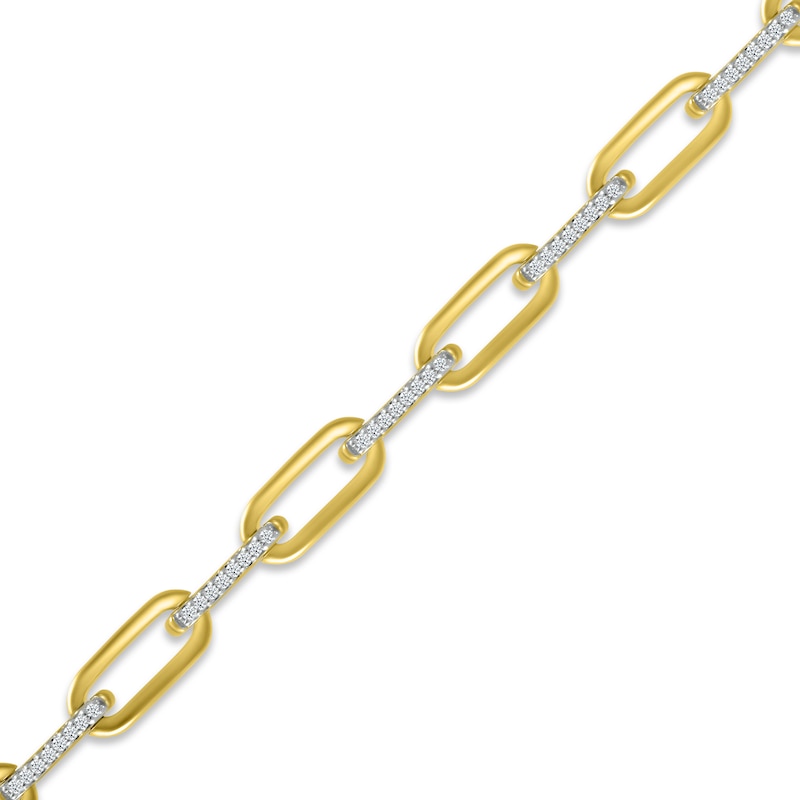 Diamond Paperclip Bracelet 1/4 ct tw Round-cut Yellow Gold Plated 7