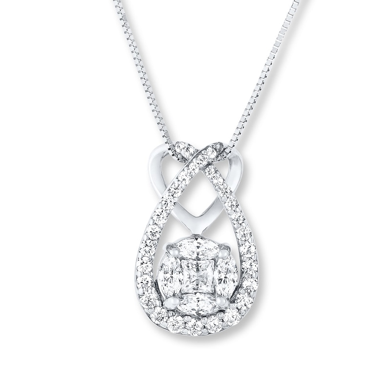Diamond Heart Necklace 3/4 carat tw White Gold Plated