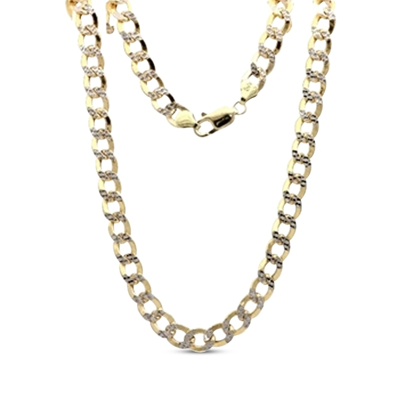 Semi-Solid Curb Chain Necklace Yellow Gold Plated 18