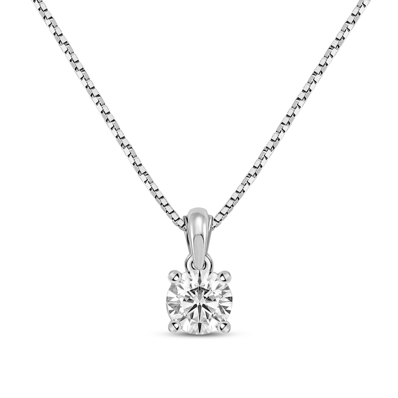 GSI Solitaire Diamond Necklace 1/3 ct tw Round-cut White Gold Plated 18