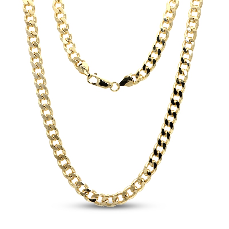 Solid Curb Chain Necklace Yellow Gold Plated 22