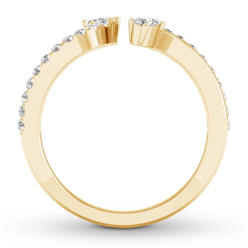 Diamond Deconstructed Ring 3/8 ct tw Round & Pear Yellow Gold Plated
