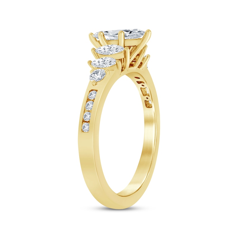 Diamond Engagement Ring 7/8 ct tw Marquise & Round-cut Yellow Gold Plated