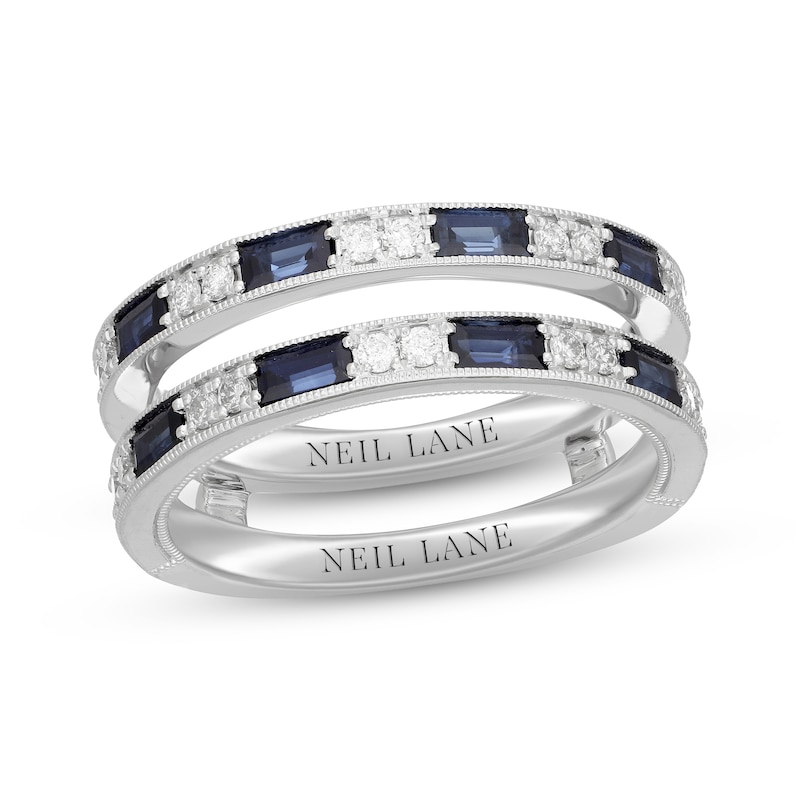 Neil Lane Diamond & Blue Sapphire Enhancer Ring 1/4 ct tw Round-cut White Gold Plated