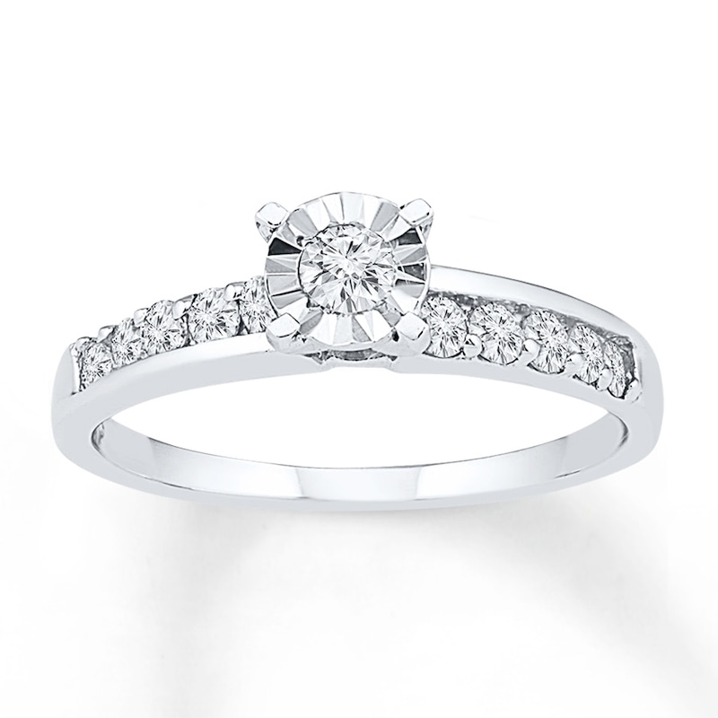 Diamond Promise Ring 1/2 ct tw Round-cut White Gold Plated