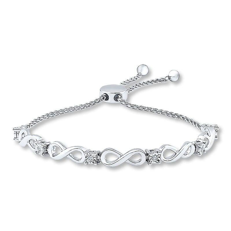 Bolo Bracelet Infinity Symbols Silver Plated 9.5