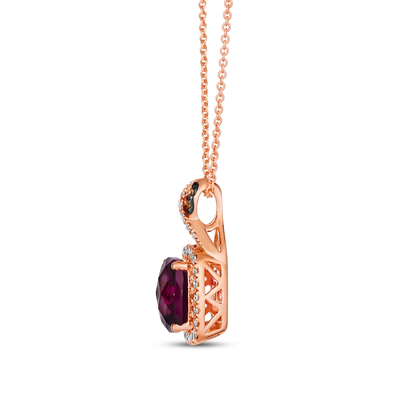 Le Vian Chocolate Twist Cushion-Cut Rhodolite Necklace 1/5 ct tw Diamonds Strawberry Gold Plated 19