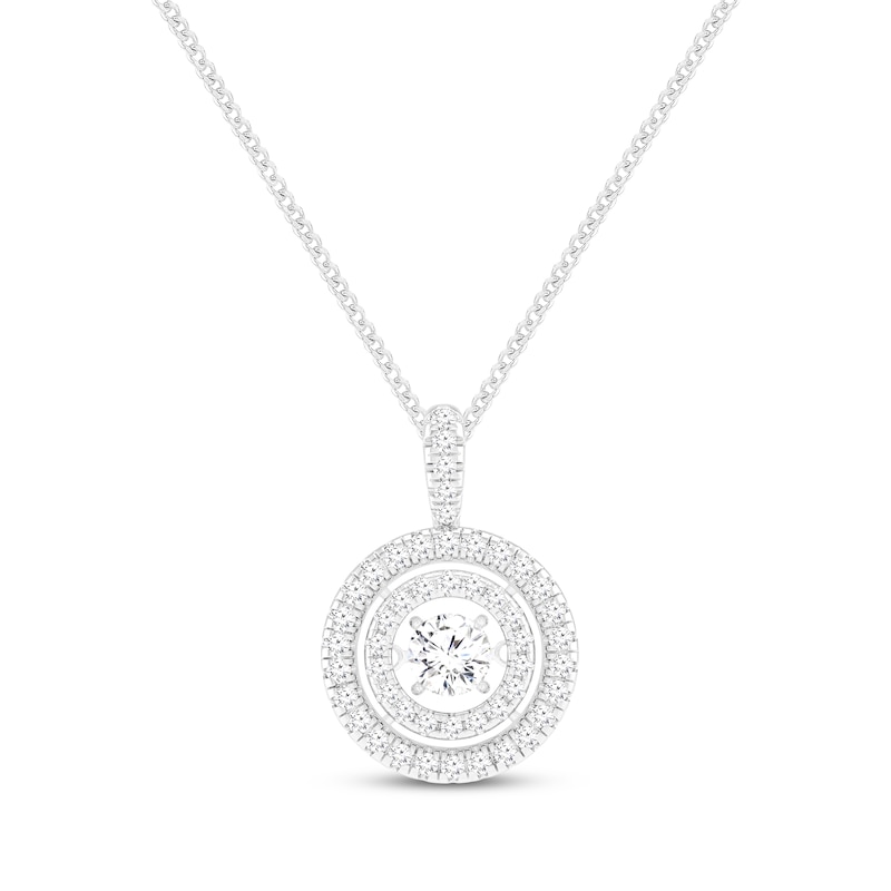 Unstoppable Love Lab-Created Diamond Double Circle Necklace 1-1/2 ct tw White Gold Plated 19”