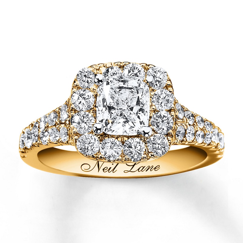 Neil Lane Engagement Ring 2-1/6 ct tw Diamonds Yellow Gold Plated