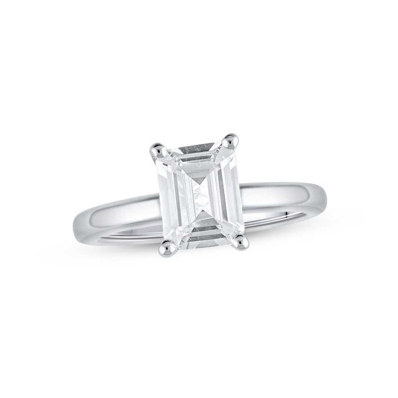 Lab-Created Diamonds by Emerald-Cut Solitaire Engagement Ring 2 ct tw White Gold Plated