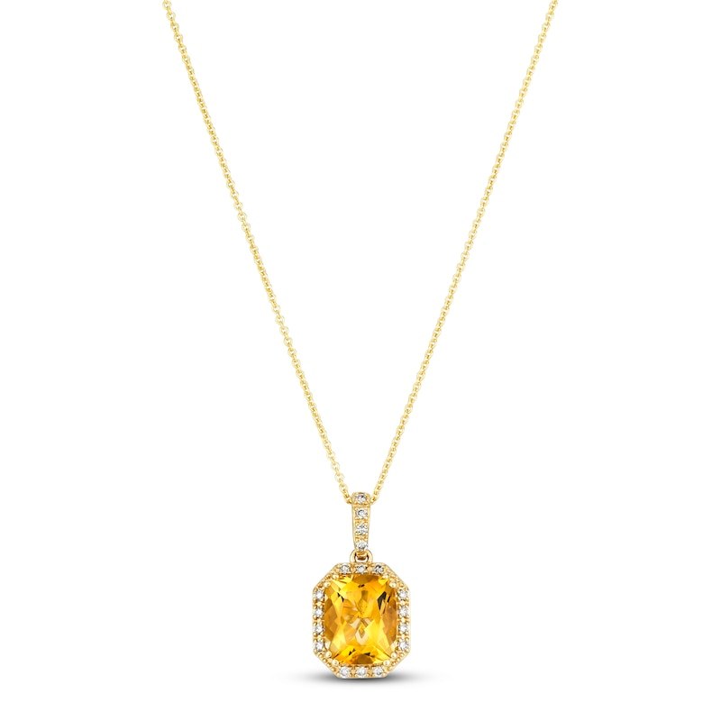 Le Vian Citrine Necklace 1/6 ct tw Diamonds Honey Gold Plated 18