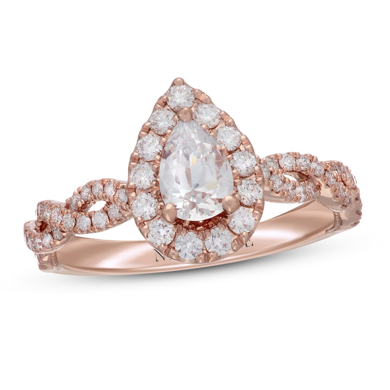 Neil Lane Diamond Engagement Ring 1-1/6 ct tw Pear/Round Rose Gold Plated