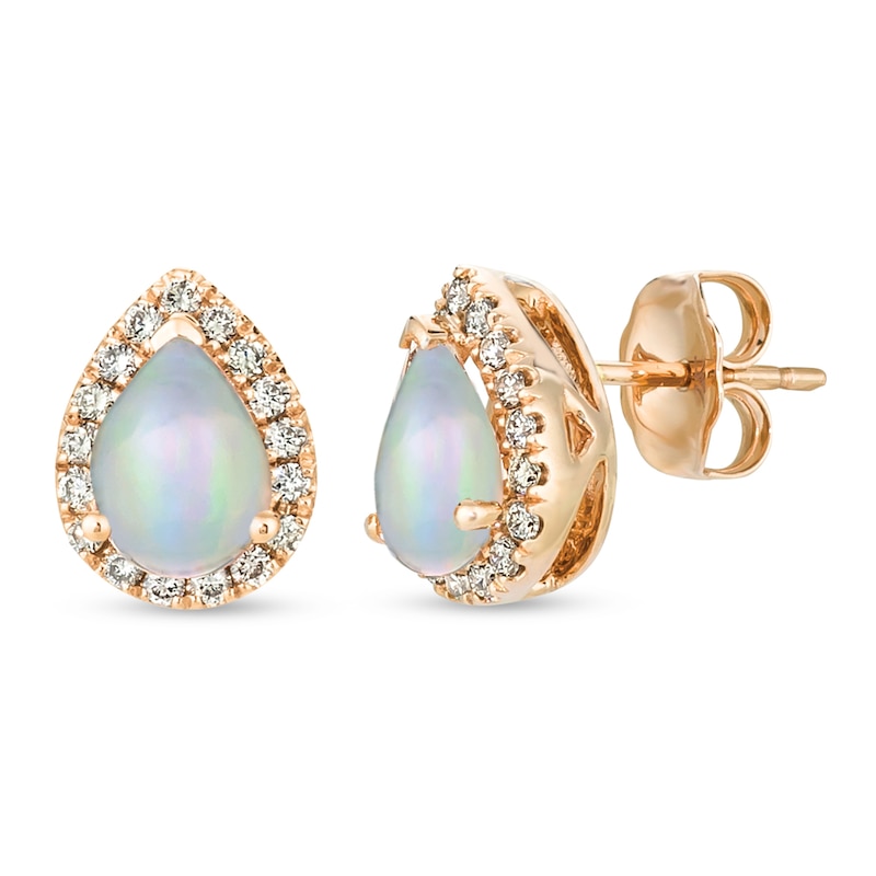 Le Vian Opal & Diamond Earrings 1/4 ct tw Strawberry Gold Plated