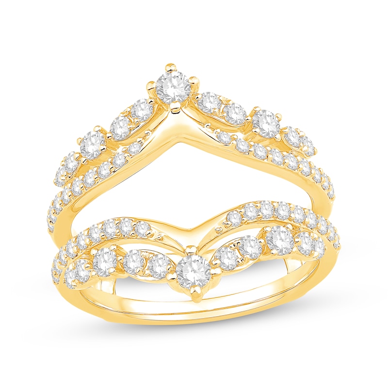 Diamond Chevron Enhancer Ring 1 ct tw Yellow Gold Plated