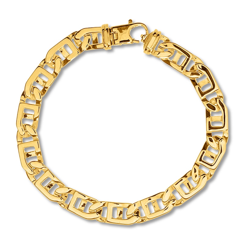 Solid Link Bracelet Yellow Gold Plated 8.5