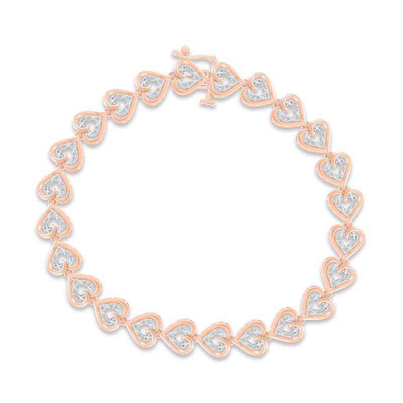Diamond Heart Bracelet 1/2 ct tw Round-cut Rose Gold Plated 7.25