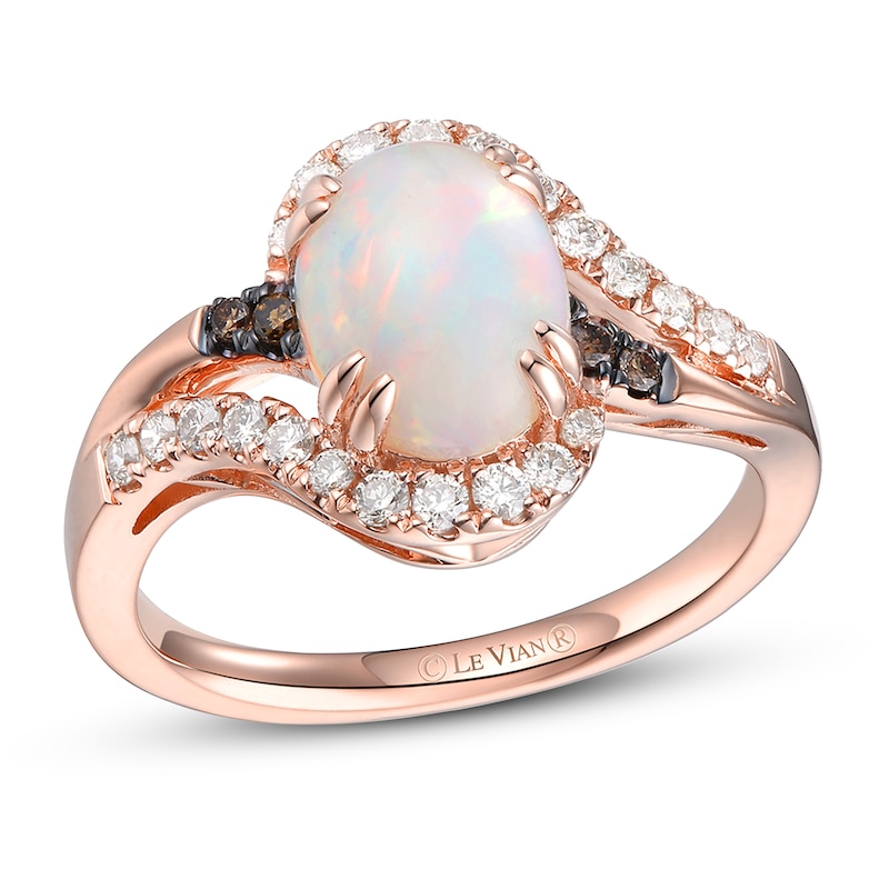 Le Vian Opal Ring 1/3 ct tw Diamonds Strawberry Gold Plated