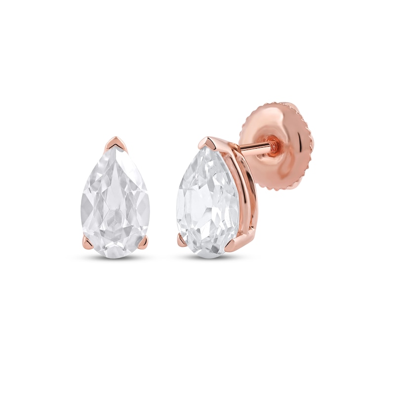 Lab-Created Diamonds by Pear-Shaped Solitaire Stud Earrings 1 ct tw Rose Gold Plated