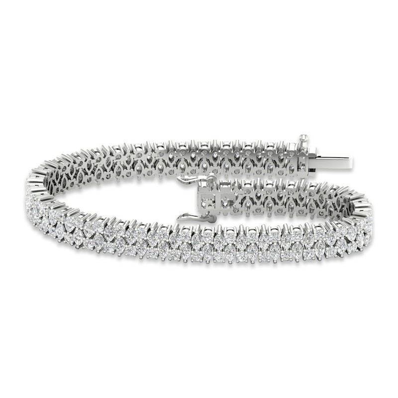 Diamond Line Bracelet 7 ct tw Pear, Marquise & Round-cut White Gold Plated 7.25
