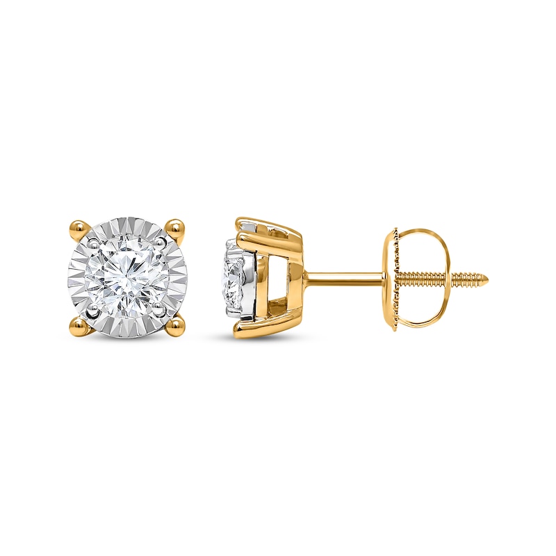 Radiant Reflections Diamond Solitaire Earrings 1 ct tw Yellow Gold Plated