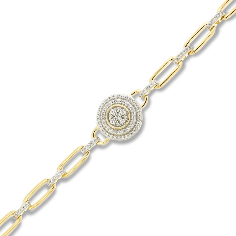 Diamond Paperclip Bracelet 1/3 ct tw Round-cut Yellow Gold Plated 7.25