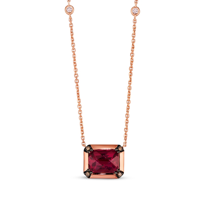Le Vian Rhodolite Garnet Necklace 1/10 ct tw Diamonds Strawberry Gold Plated 19