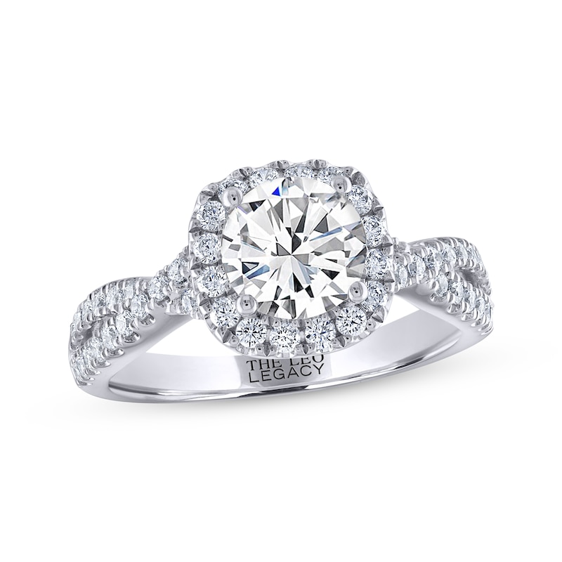 THE LEO Legacy Lab-Created Diamond Round-Cut Halo Engagement Ring 2 ct tw White Gold Plated