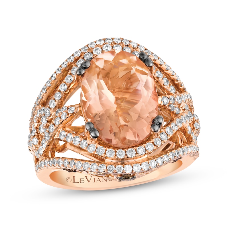 Le Vian Couture Morganite Ring 1 ct tw Diamonds Strawberry Gold Plated - Size 7