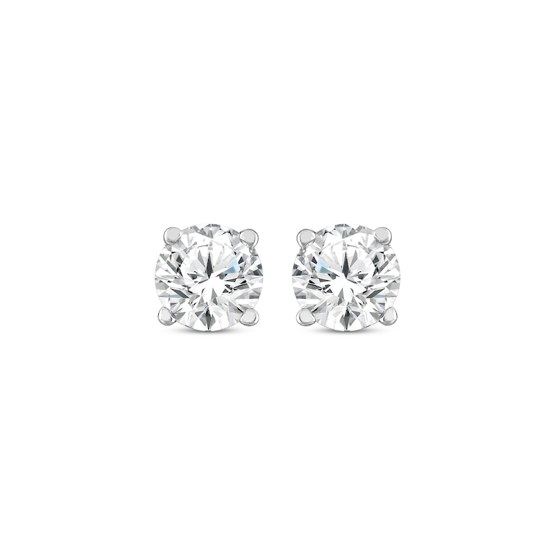 Diamond Solitaire Stud Earrings 1/2 ct tw Round-cut White Gold Plated