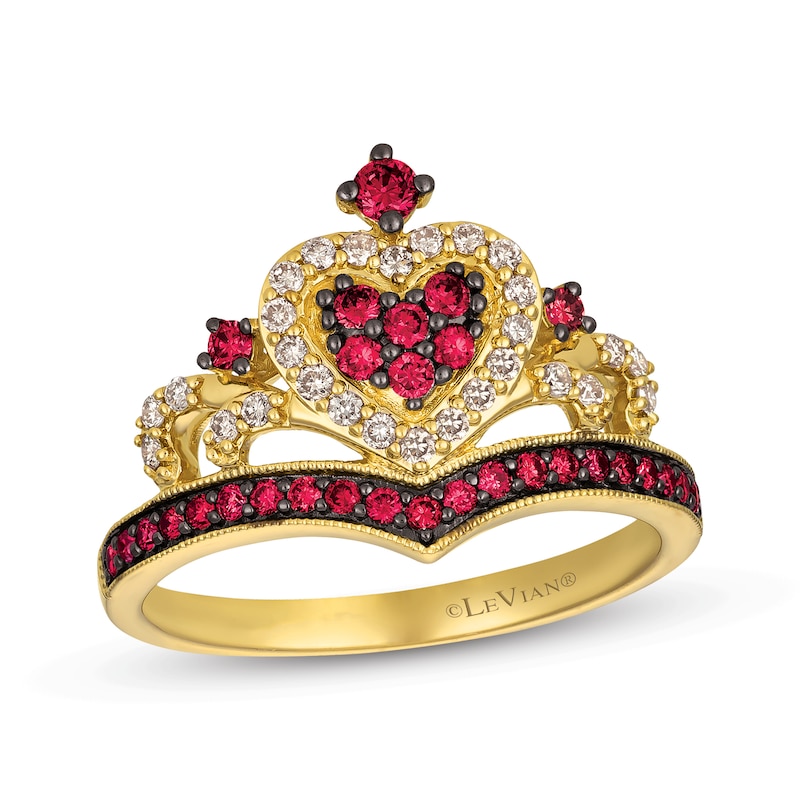 Le Vian Ruby Royalty Tiara Ring 1/5 ct tw Diamonds Honey Gold Plated - Size 7
