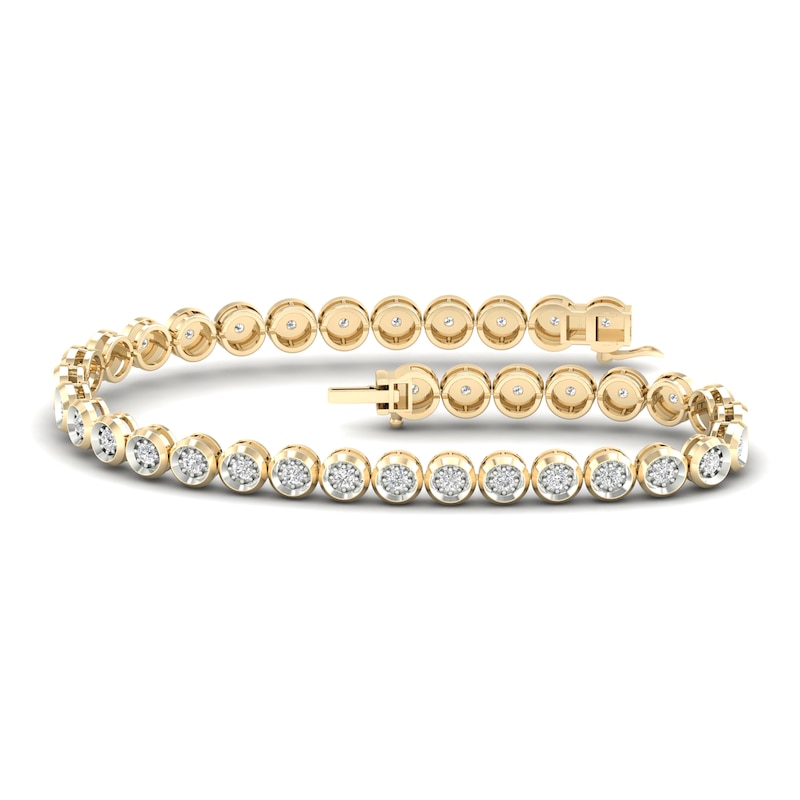 Men's Diamond Tennis Bracelet 2 ct tw Round-cut Yellow Gold Plated 8.5