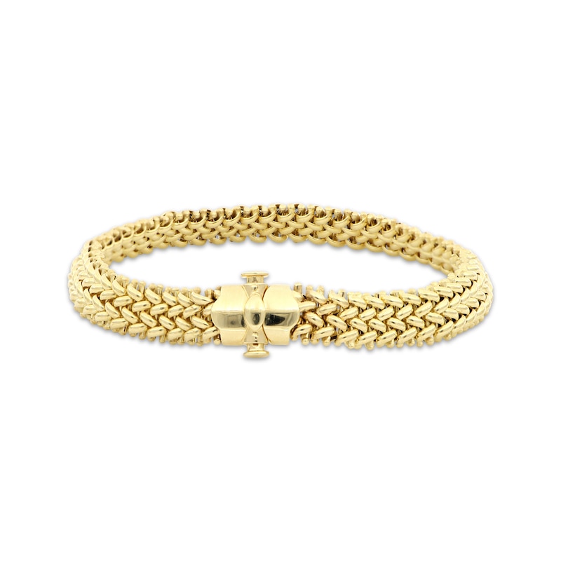 Woven Hollow Chain Bracelet Yellow Gold Plated 7.5
