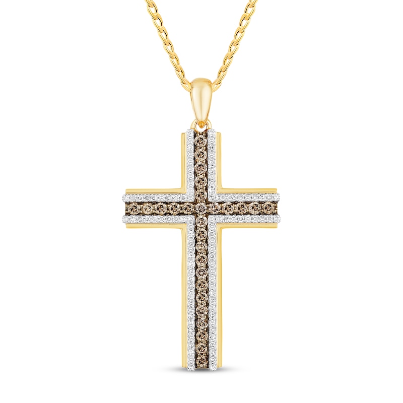 Diamond Cross Necklace 1 ct tw Yellow Gold Plated 22