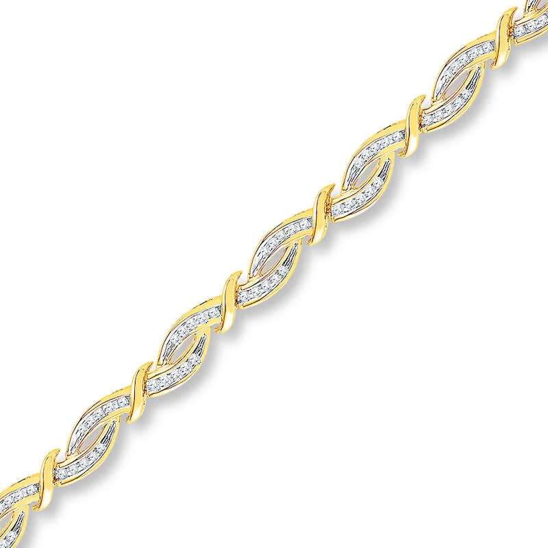 Diamond Bracelet 1/2 ct tw Round-cut Yellow Gold Plated