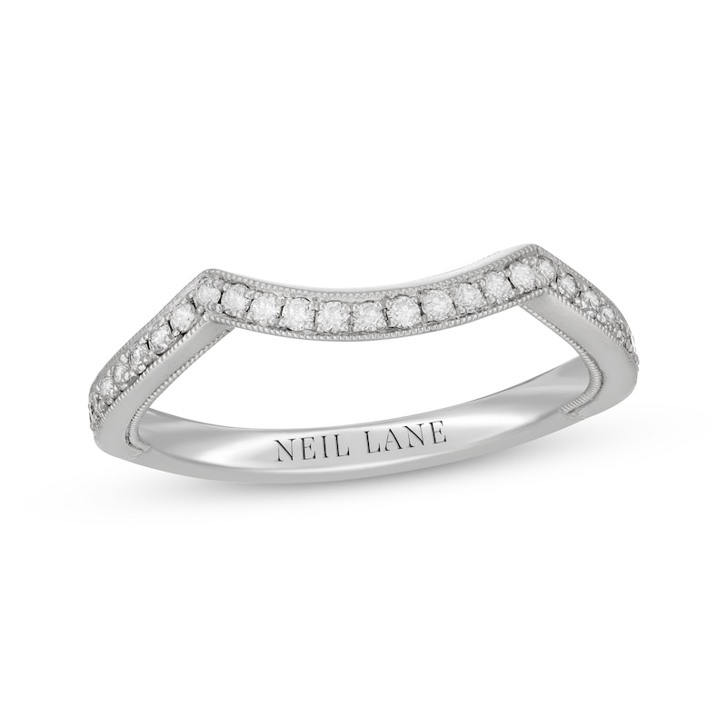 Neil Lane Contoured Diamond Wedding Band 1/4 ct tw White Gold Plated