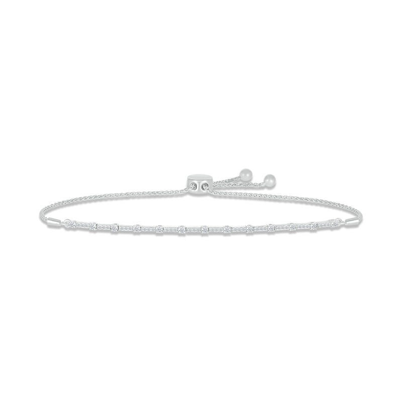 Diamond Line Bolo Bracelet 1/2 ct tw Round-cut White Gold Plated 9.5