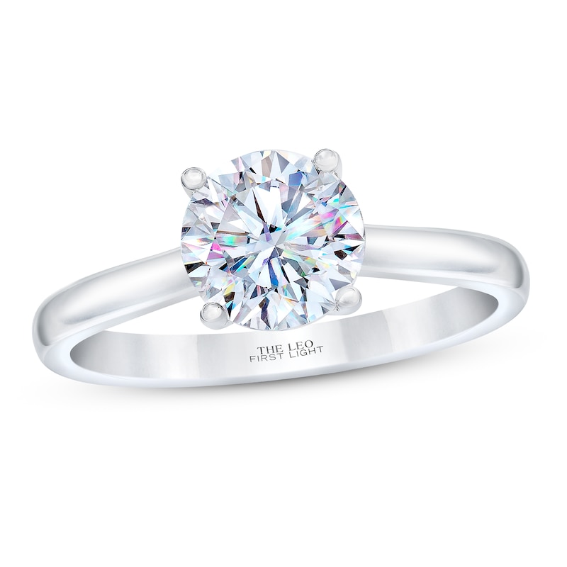 THE LEO First Light Diamond Solitaire Engagement Ring 2 ct tw Round-cut White Gold Plated